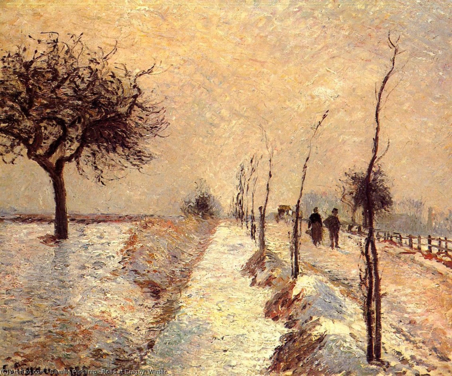 Road At Eragny: Winter — Camille Pissarro