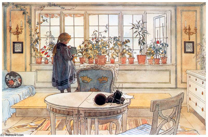 La Ventana Con Flores — Carl Larsson