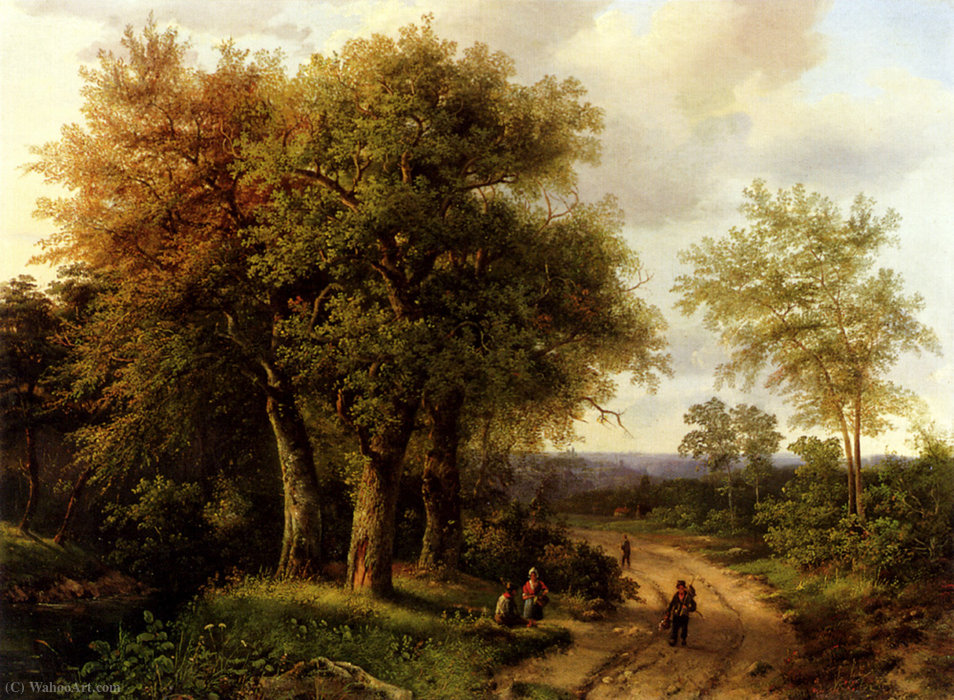 Travellers Resting On A Wooded Path — Marianus Adrianus Koekkoek