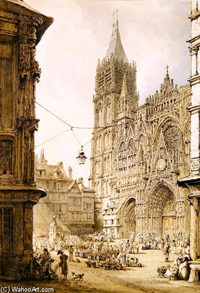 Rouen Cathedral, West Front, — Henry Edridge