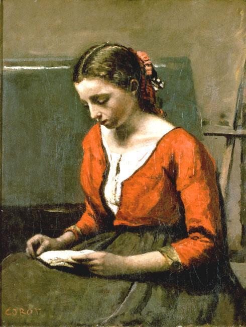 A Girl Reading — Jean-baptiste-camille Corot