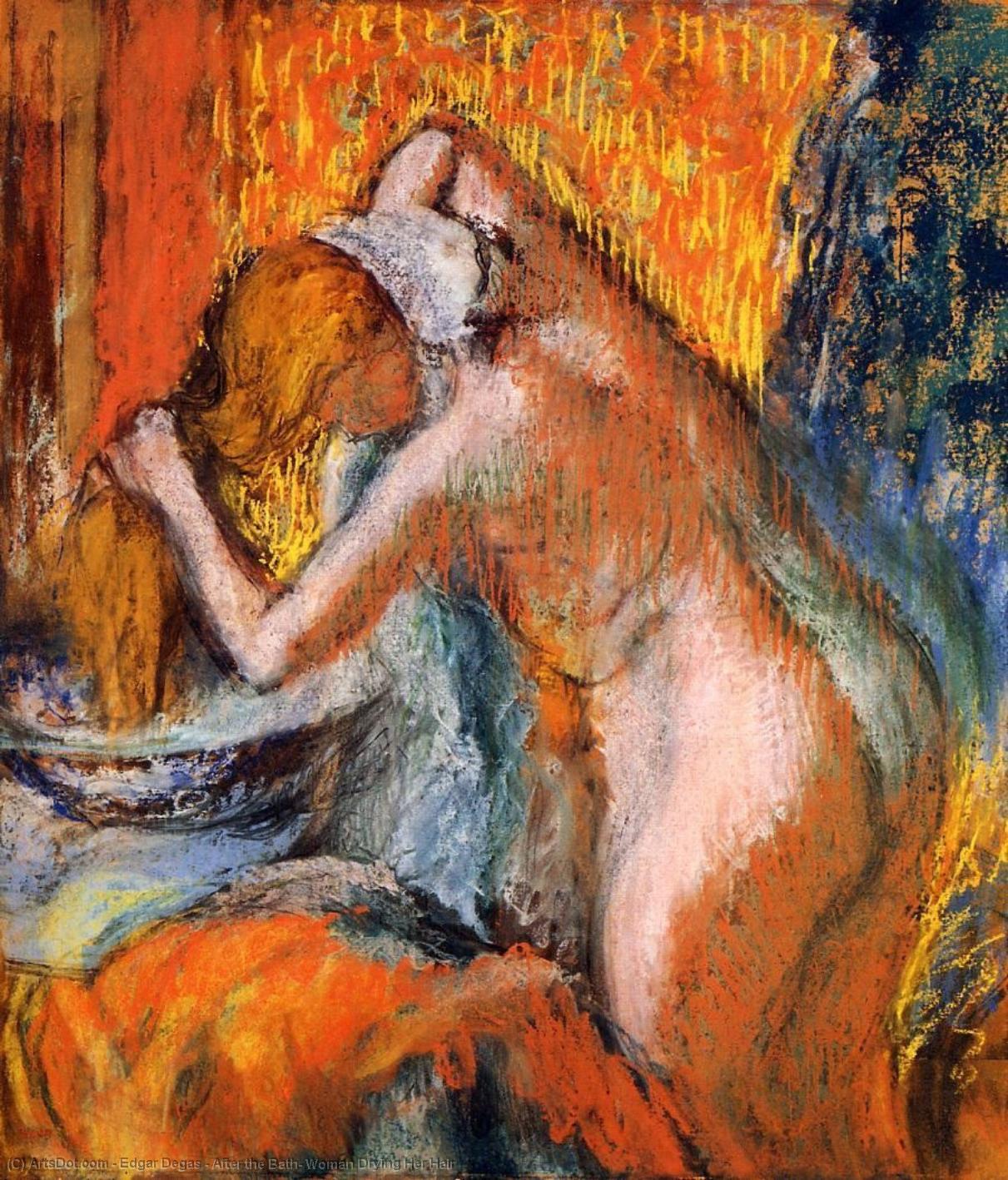After The Bath, Woman Drying Her Hair — Edgar Degas