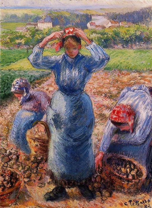 Peasants Harvesting Potatoes — Camille Pissarro