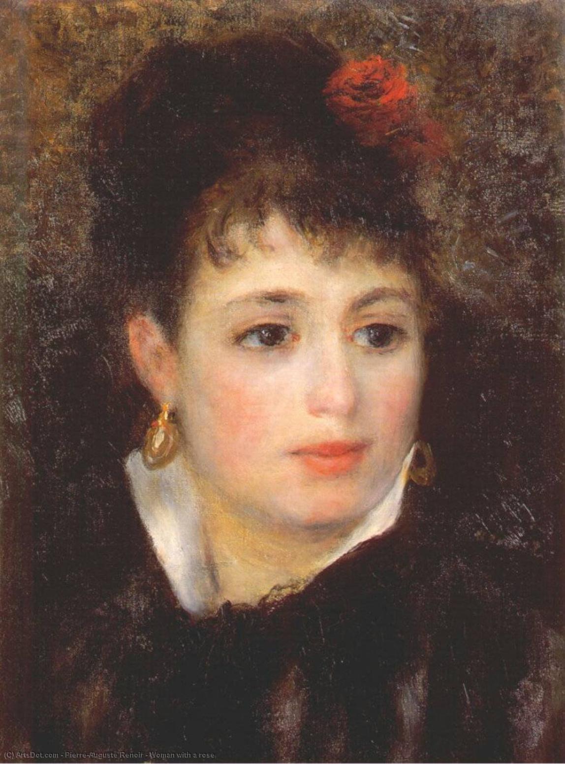 Woman With A Rose — Pierre-auguste Renoir