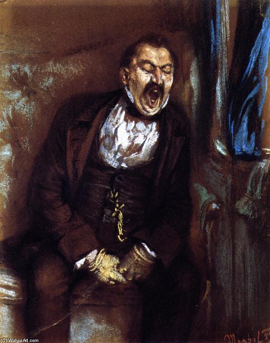Man Yawning In A Train Compartment — Adolph Von Menzel