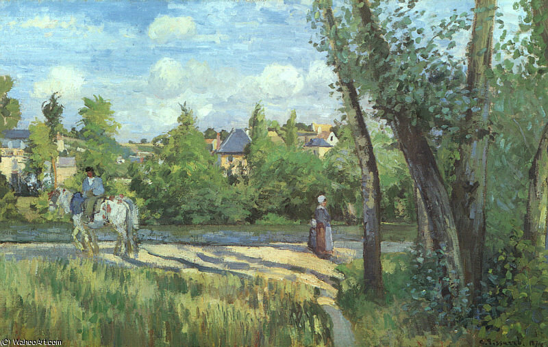 Sunlight On The Road, Pontoise - Oil On Canvas - — Camille Pissarro