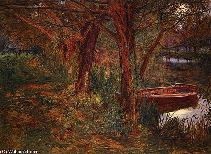 The River At Dusk — Albert Goodwin