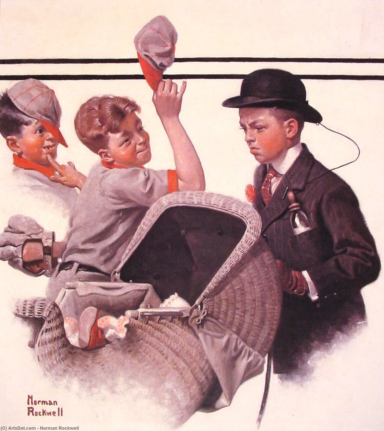 Boy With Baby Carriage — Norman Rockwell