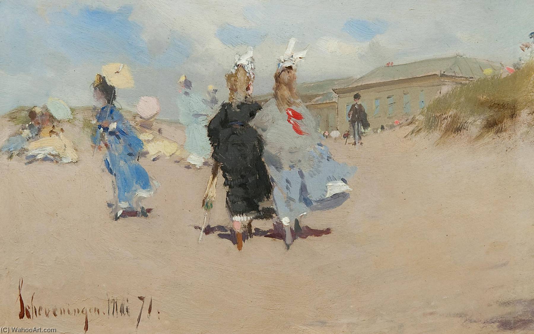 Elegant Ladies At The Scheveningen Beach — Frederik Henrdik Kaemmerer