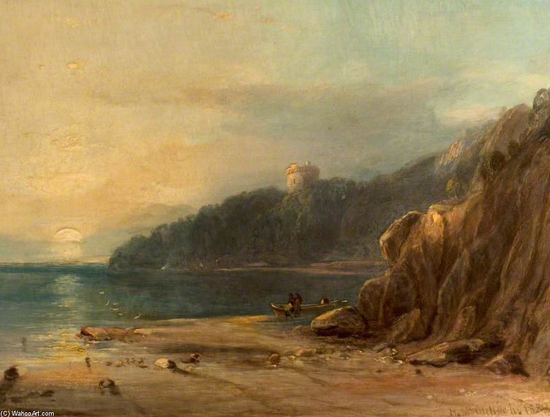 Coastal Landscape With A Castle At Sunset — Horatio Mcculloch