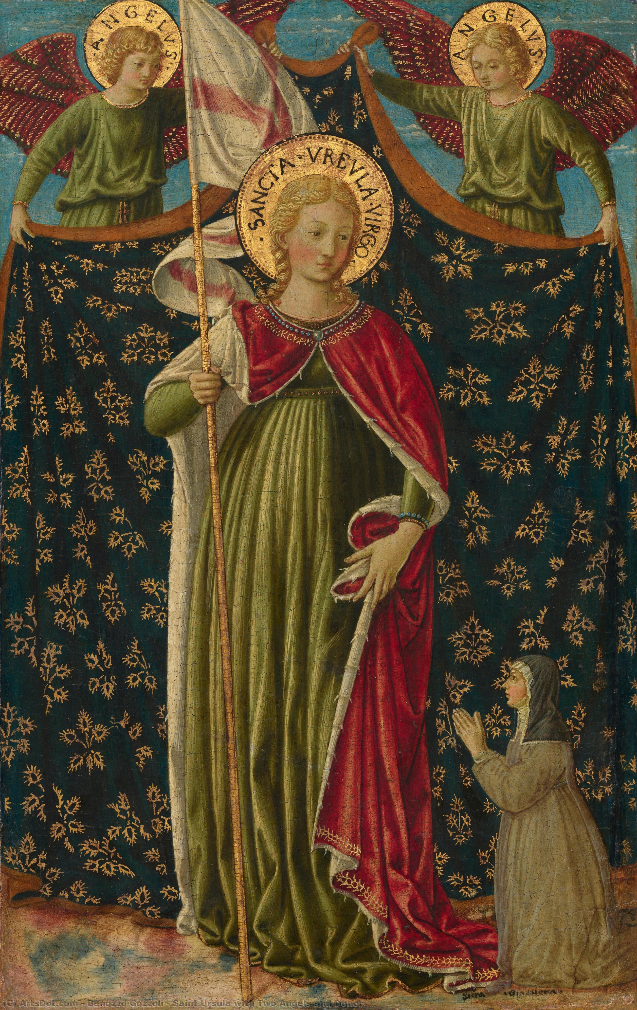 Saint Ursula With Two Angels And Donor — Benozzo Gozzoli