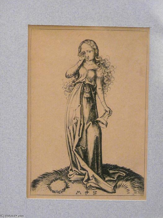 Engraving On Copper Of A Foolish Virgin — Martin Schongauer