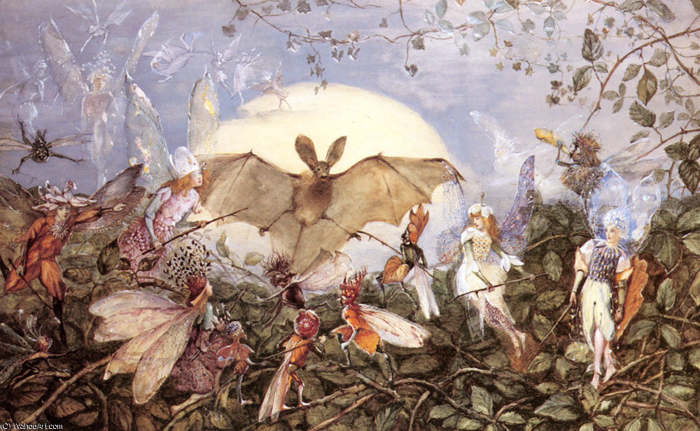 Fairy Hordes Attacking A Bat — John Anster Fitzgerald