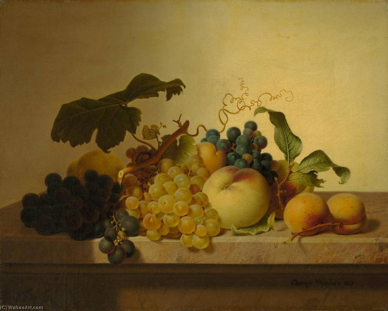 Fruit On A Marble Table — Johann Wilhelm Preyer