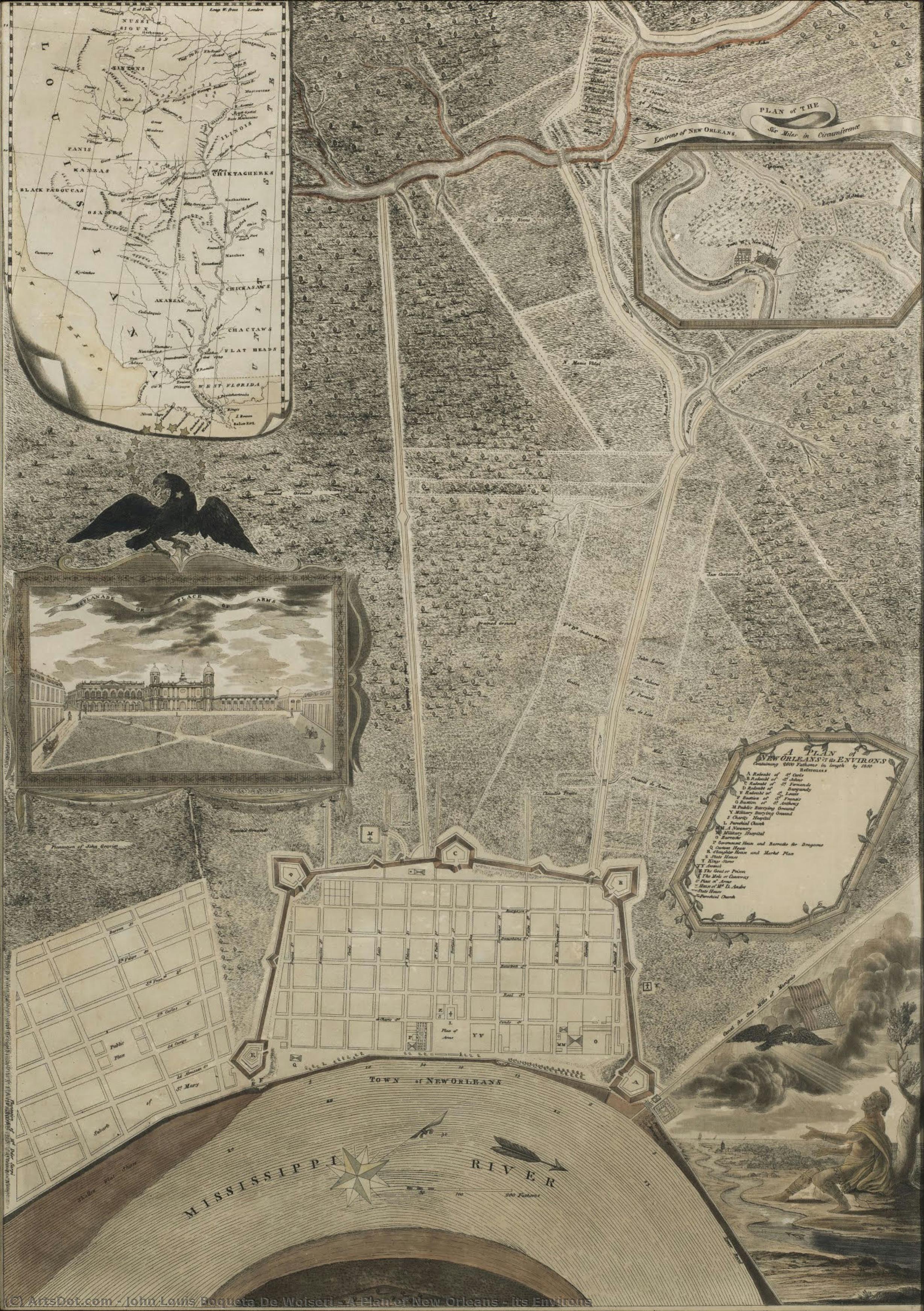 A Plan Of New Orleans & Its Environs — John Louis Boqueta De Woiseri