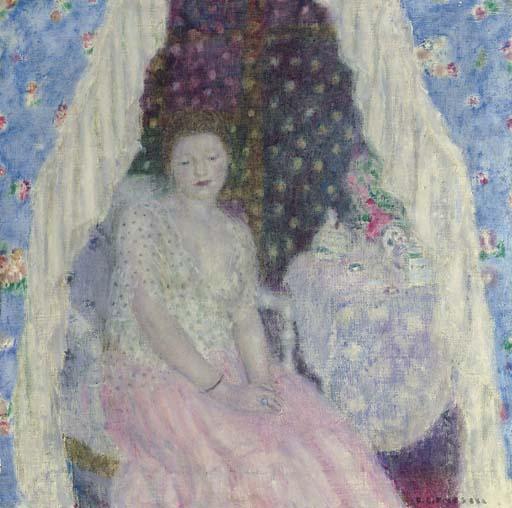Study For Blue Curtains — Frederick Carl Frieseke