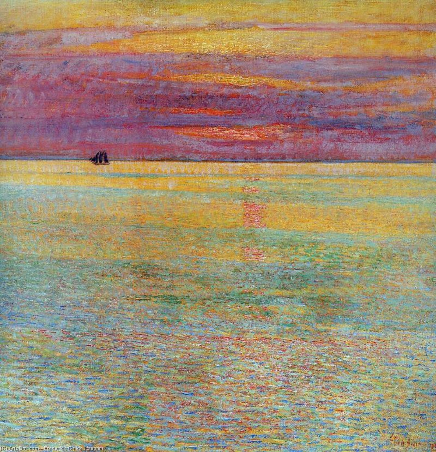 Sunset At Sea Sun — Frederick Childe Hassam