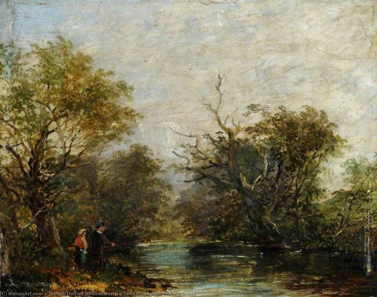 Landscape With Fishing Scene — Joseph Hallam Hawkesworth