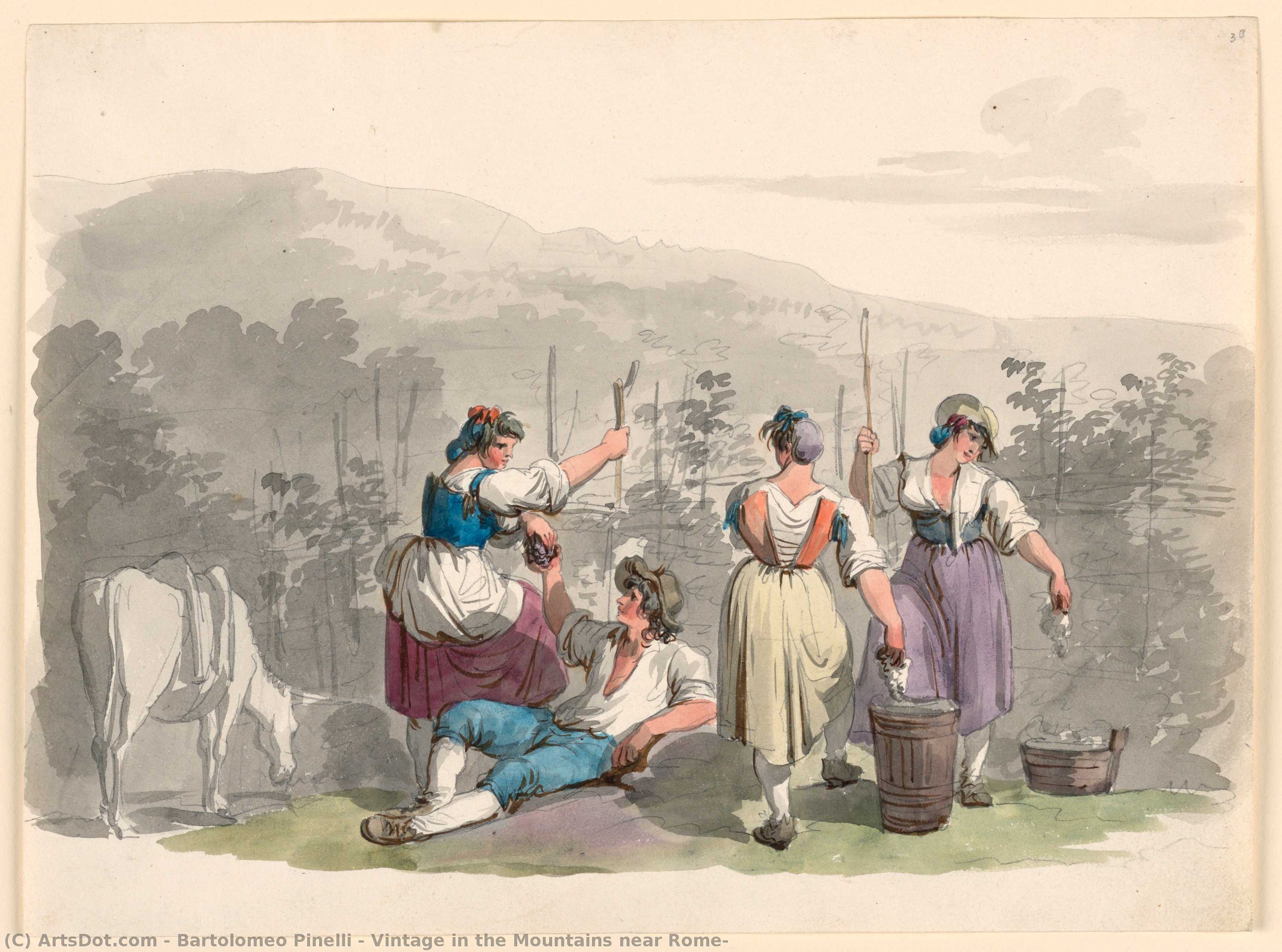 Vintage In The Mountains Near Rome, — Bartolomeo Pinelli