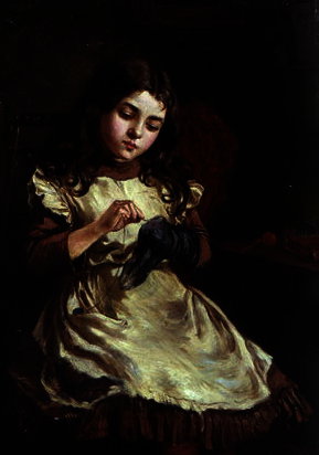 Darning The Sock — Ralph Hedley