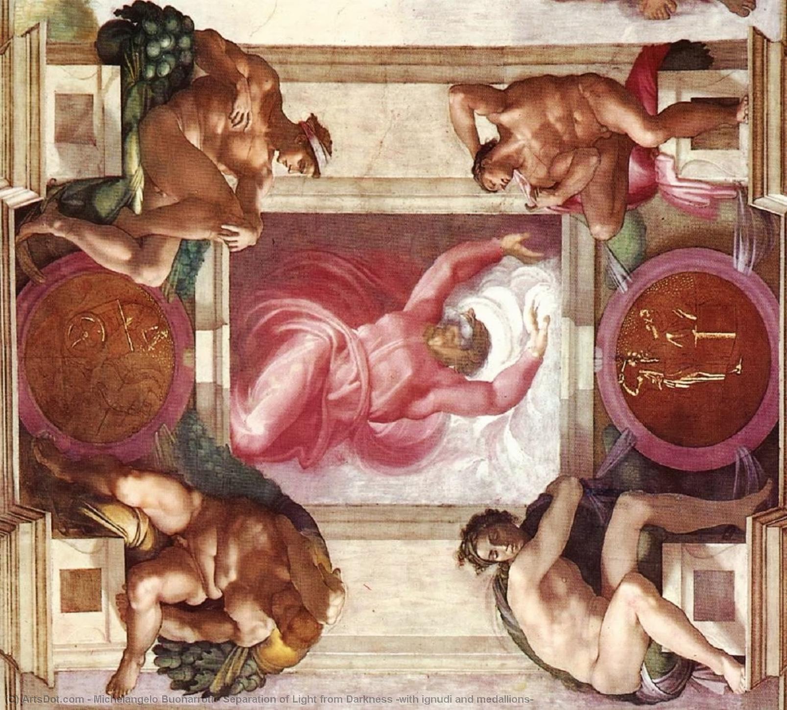 Separation Of Light From Darkness (with Ignudi And Medallions) — Michelangelo Buonarroti