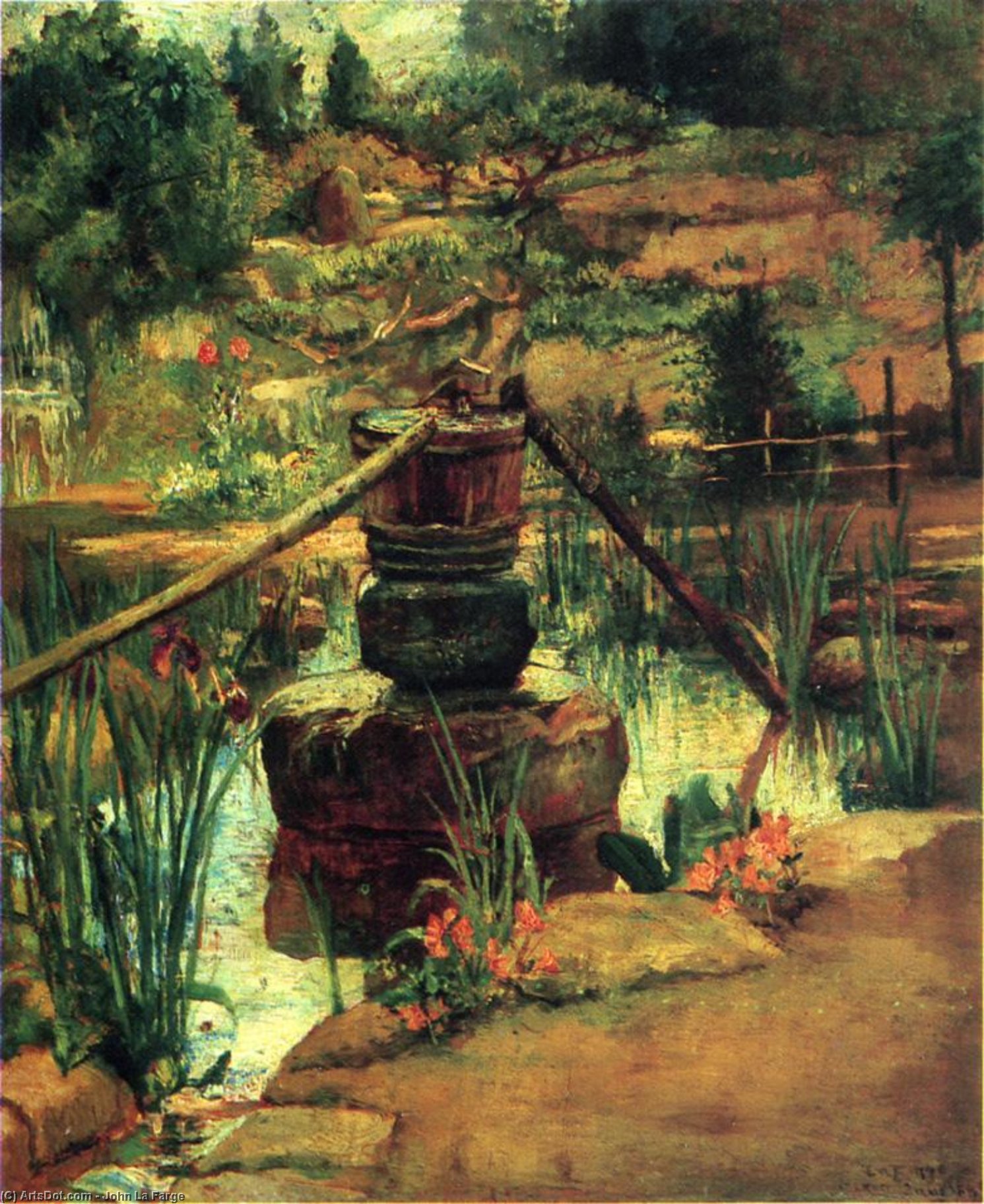 The Fountain In Our Garden At Nikko — John La Farge