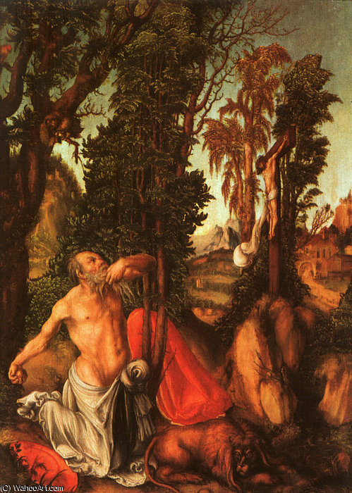 St. Jerome Penitent - Oil On Panel - — Lucas Cranach The Elder