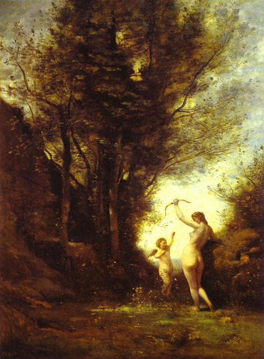 A Nymph Playing With Cupid — Jean-baptiste-camille Corot