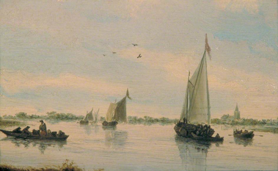 Sailing Boats On A River — Salomon Van Ruysdael
