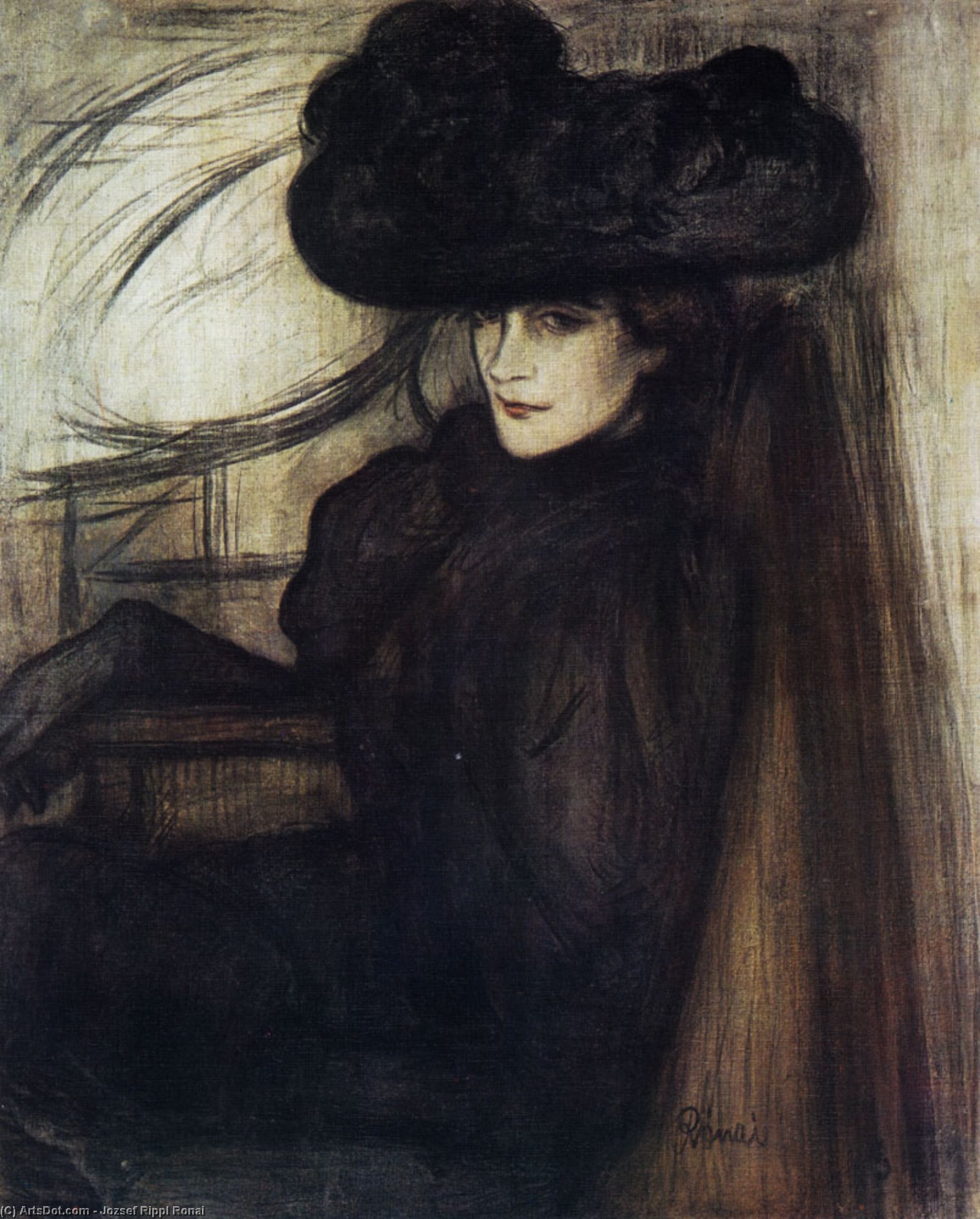 Lady With Black Veil — József Rippl-rónai