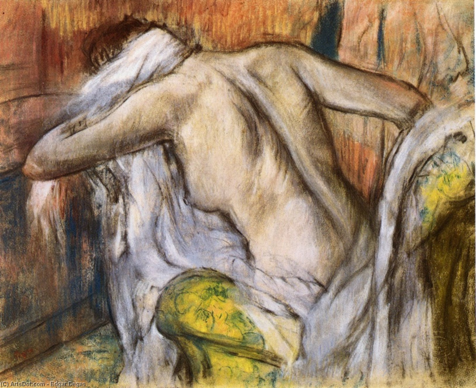 After Bathing, Woman Drying Herself — Edgar Degas