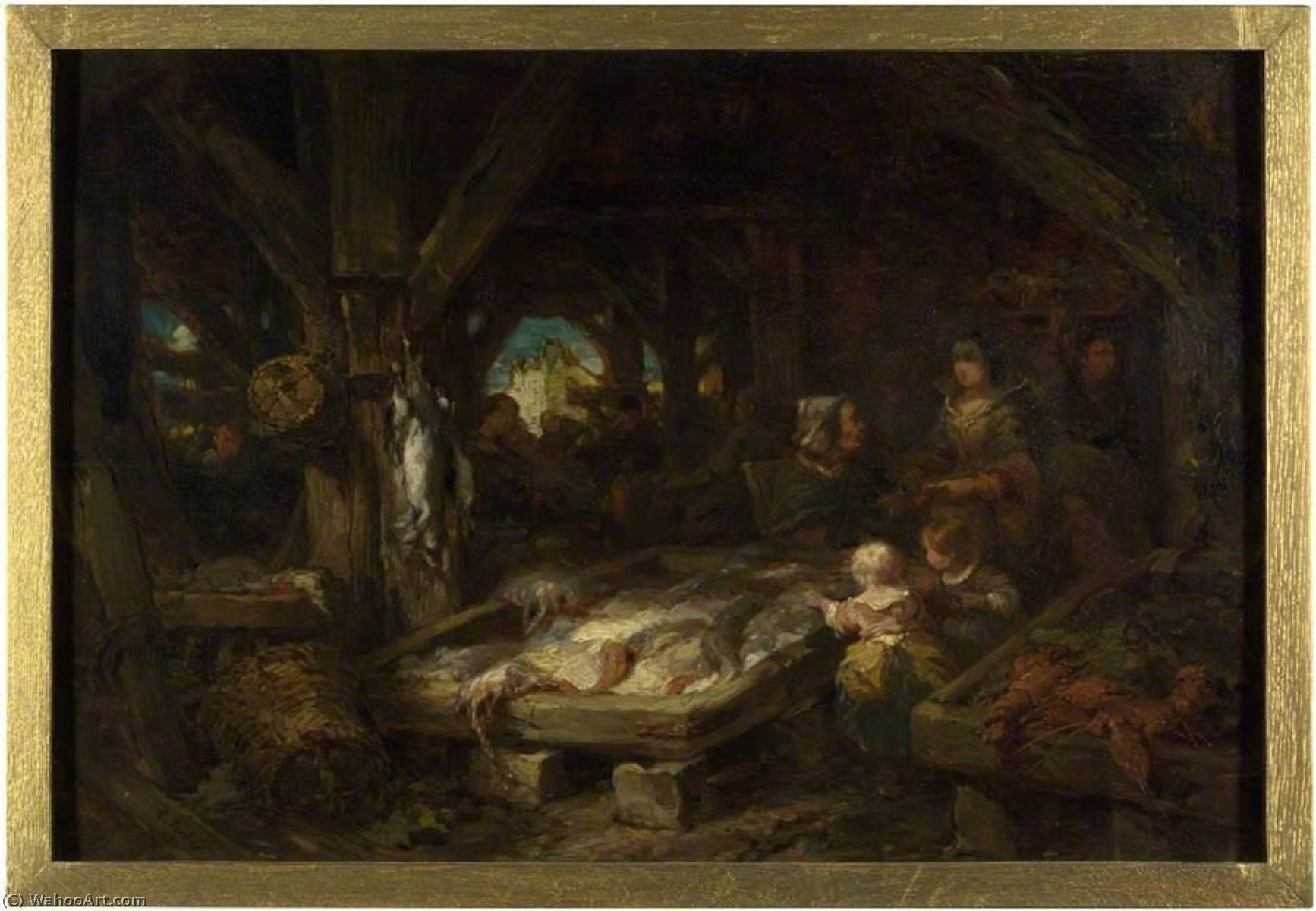 The Fish Market, Dieppe — Louis Gabriel Eugène Isabey