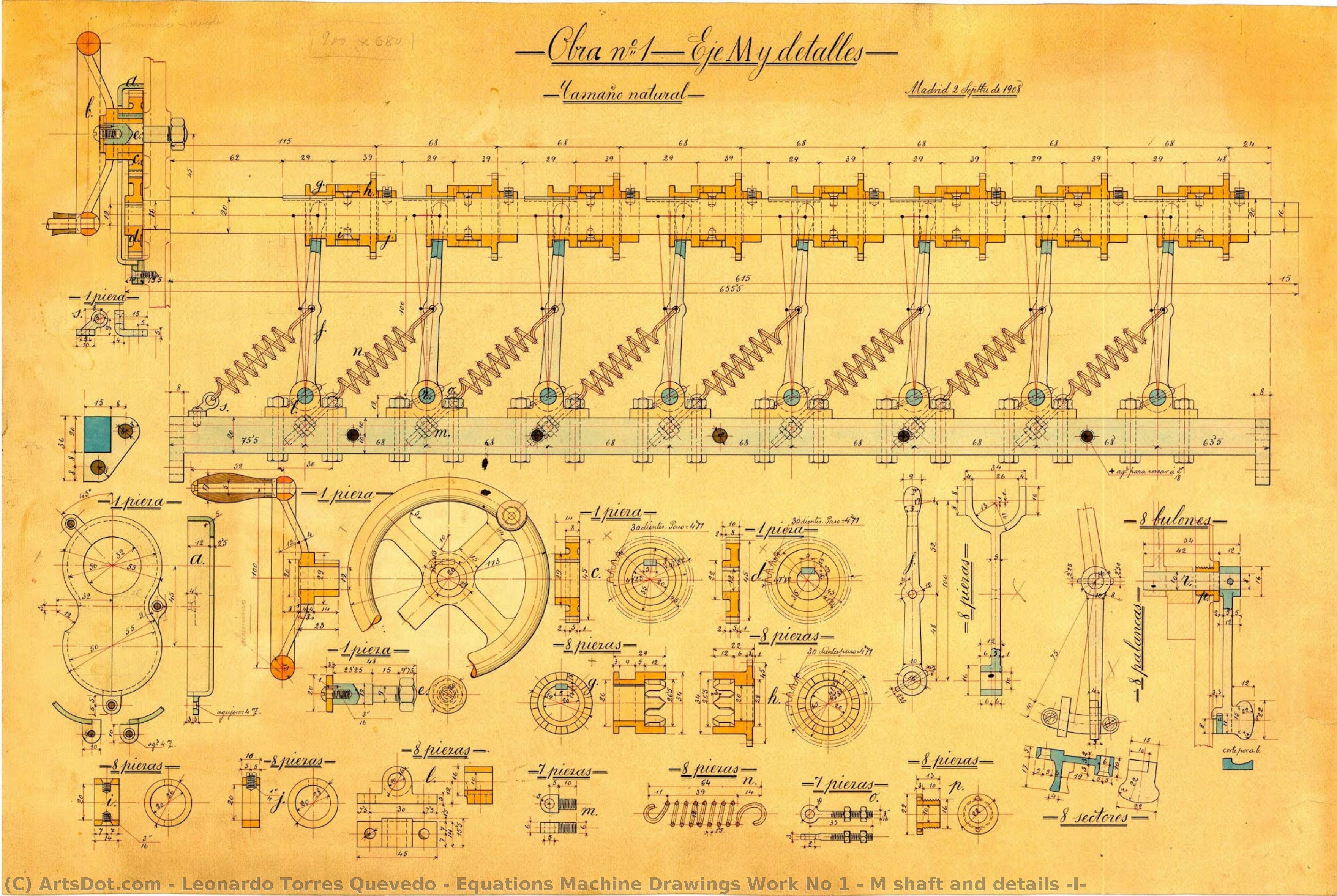 Equations Machine Drawings Work No 1 - M Shaft And Details (i) — Leonardo Torres Quevedo