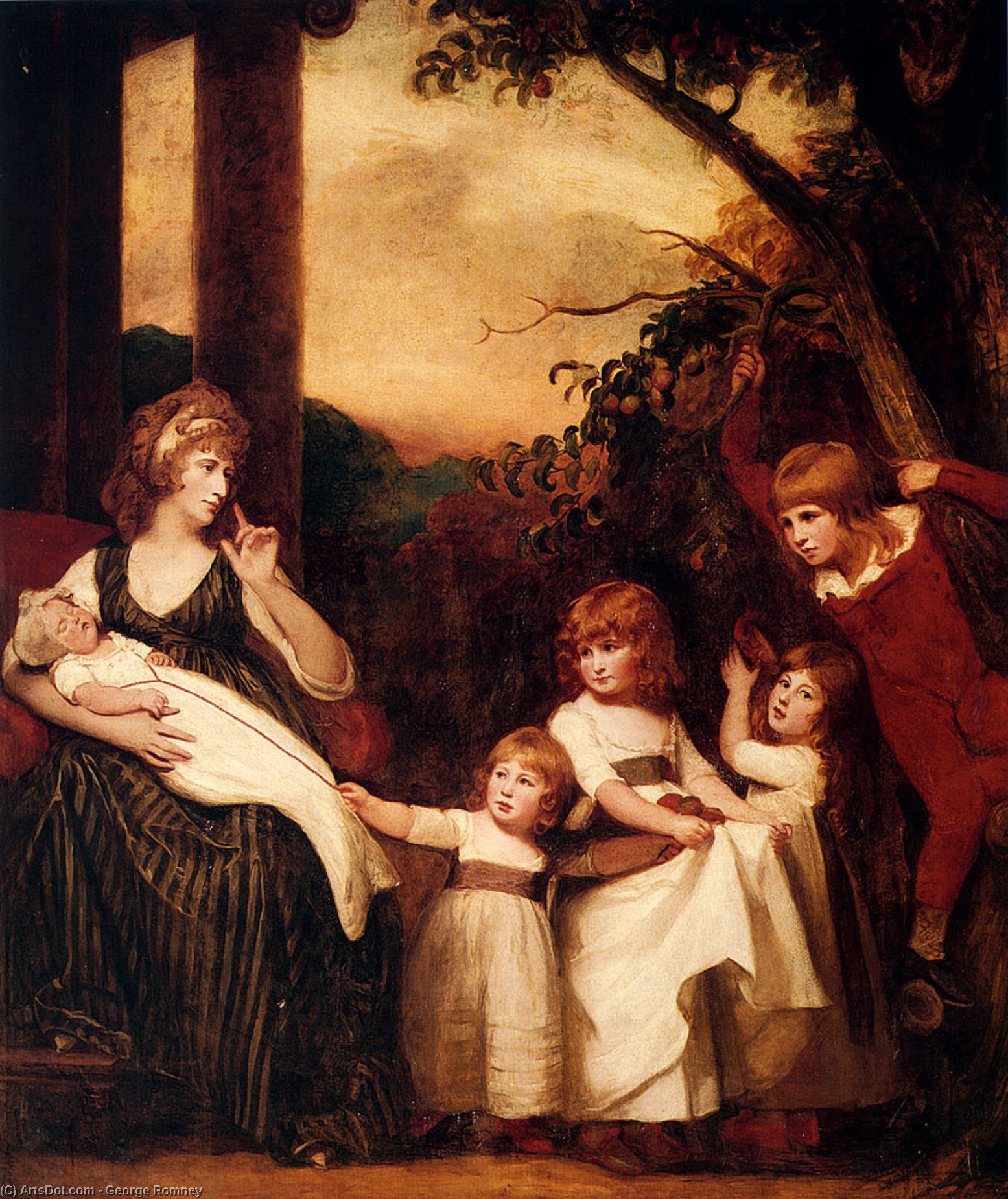 Portrait Of Charlotte Bosanquet With Her Five Elder Children — George Romney