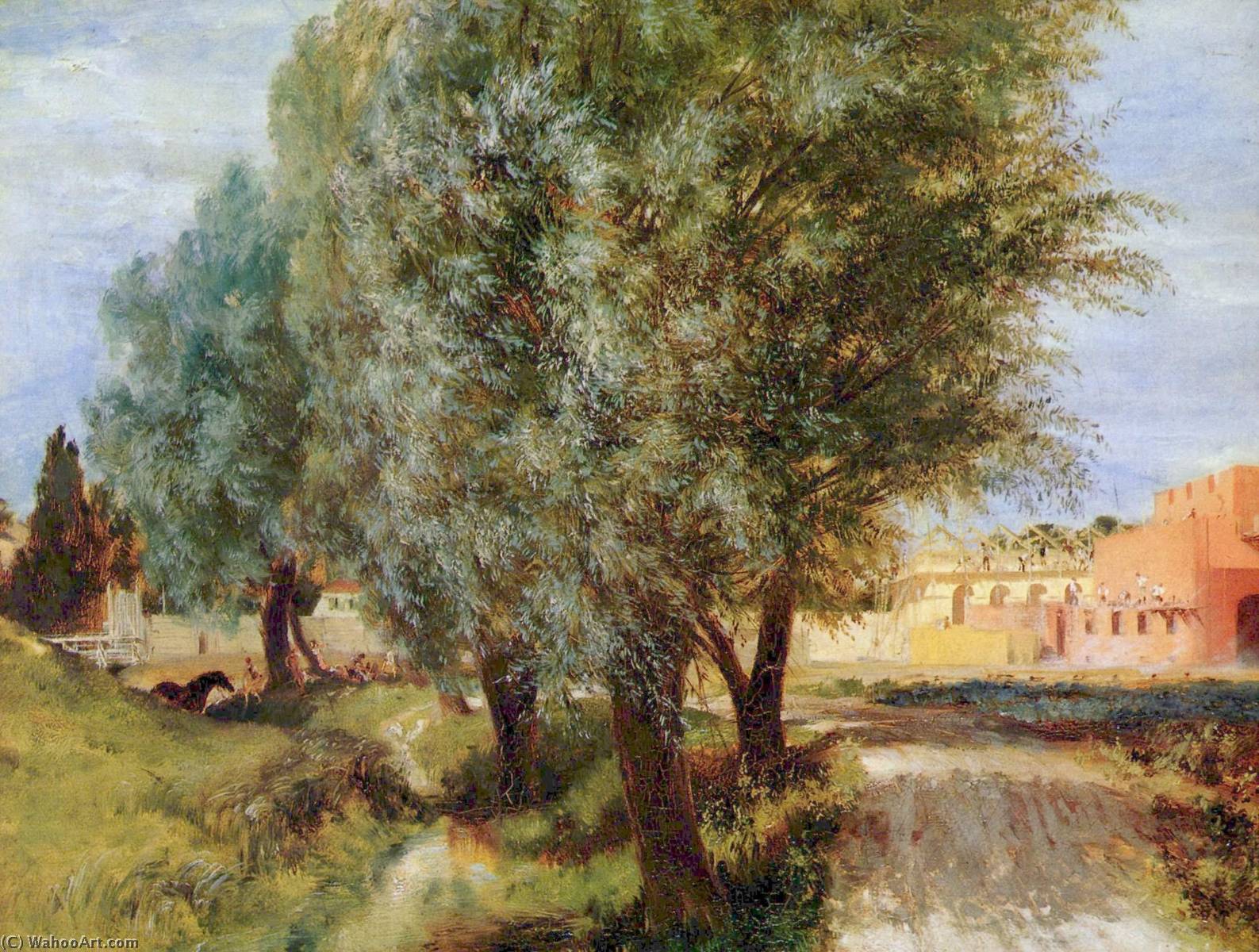 Construction Site With Willows — Adolph Von Menzel