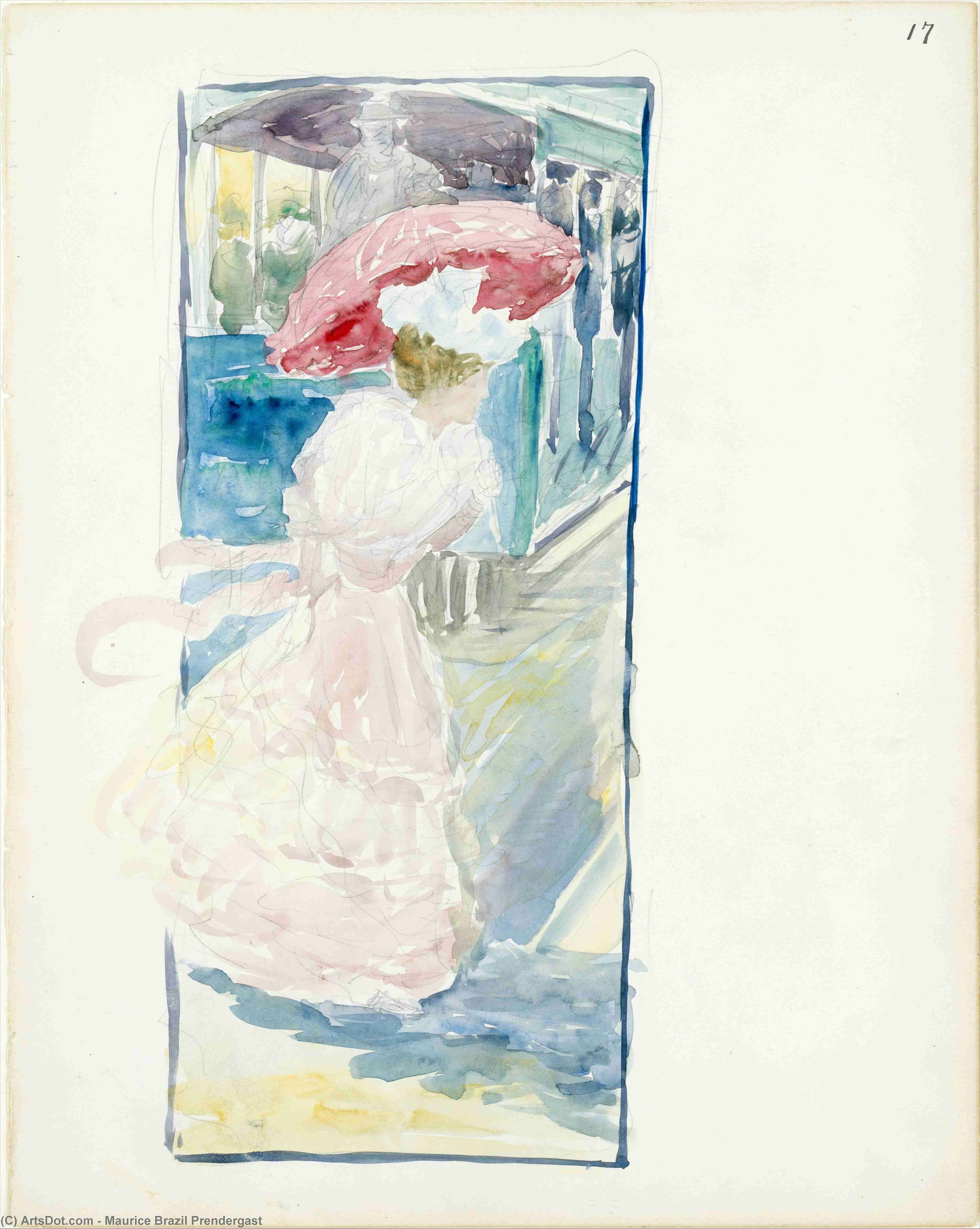 A Girl Riding A Tricycle In The Park — Maurice Brazil Prendergast