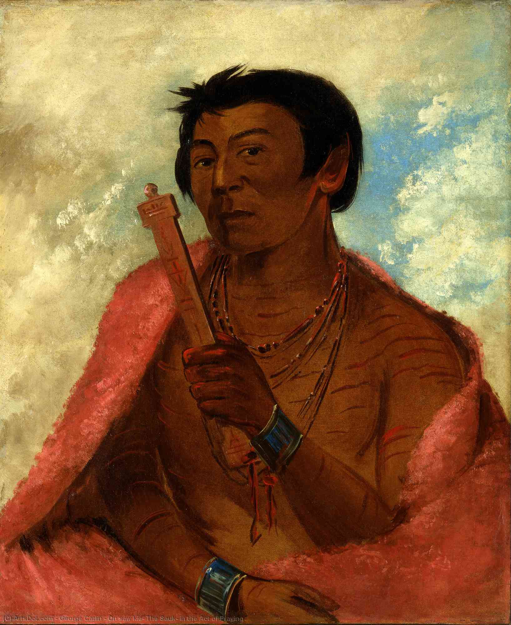 On Sáw Kie, El Sauk, En El Acto De Rezar — George Catlin