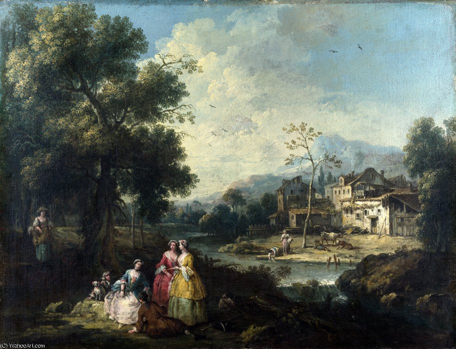 Landscape With A Group Of Figures — Giuseppe Zais