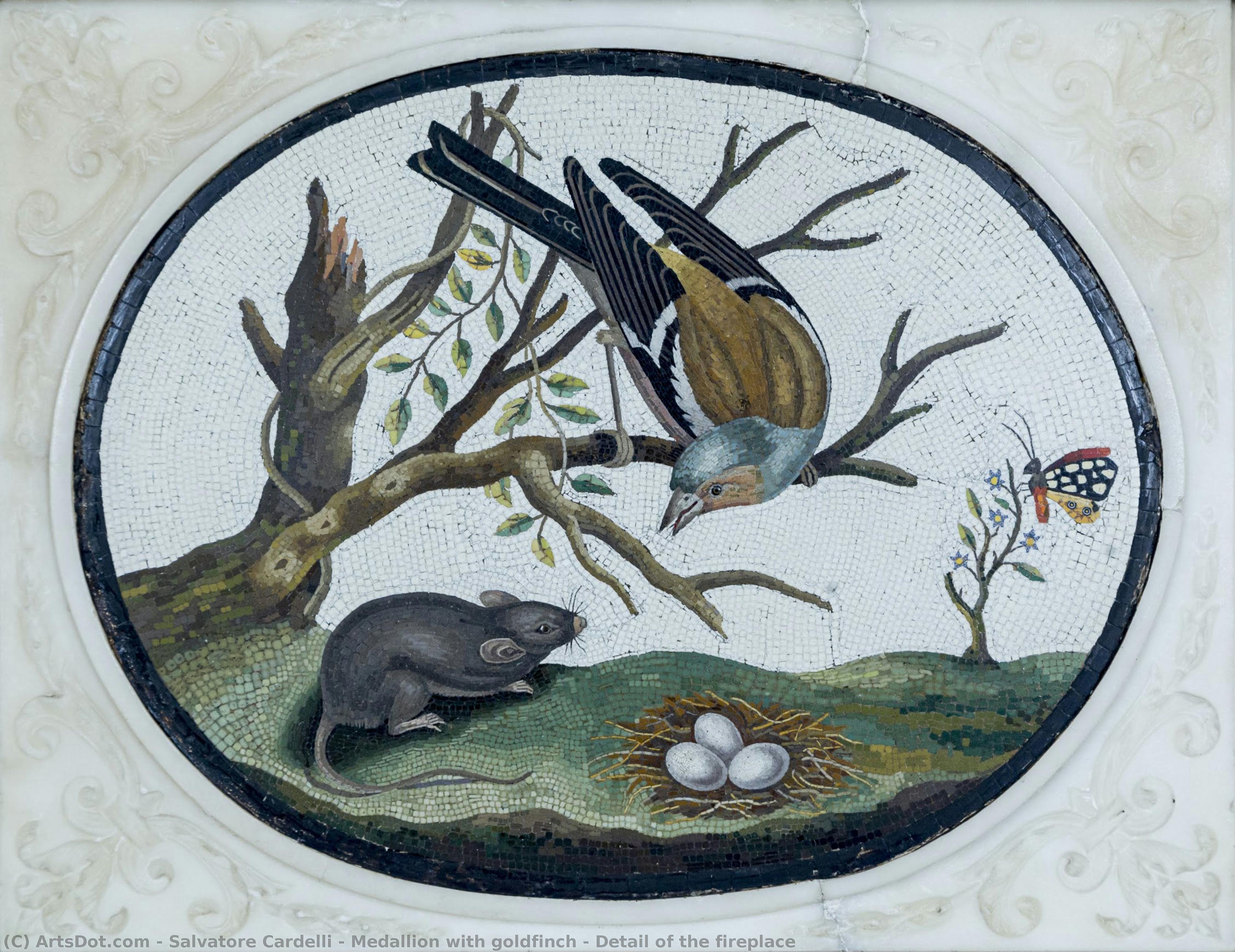 Medallion With Goldfinch - Detail Of The Fireplace — Salvatore Cardelli