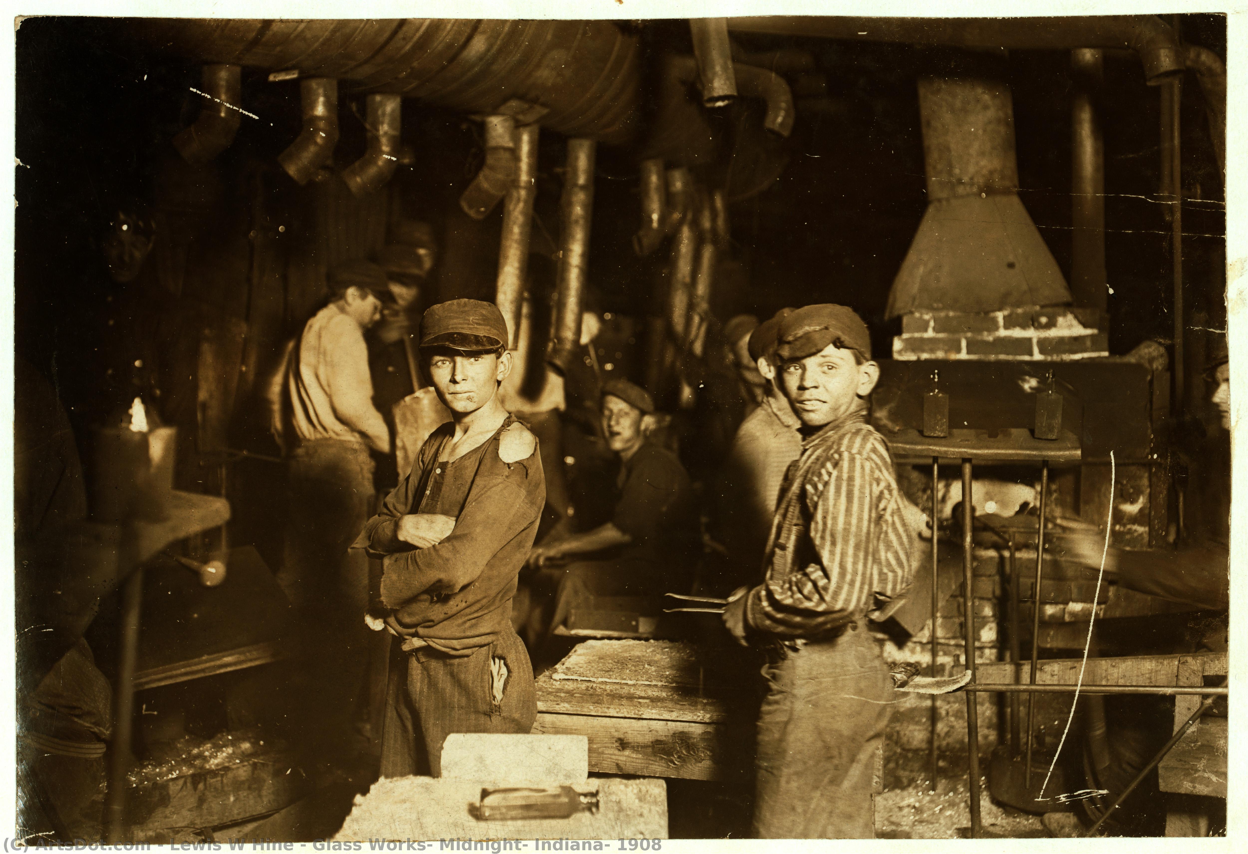Glass Works, Midnight, Indiana, 1908 — Lewis Wickes Hine