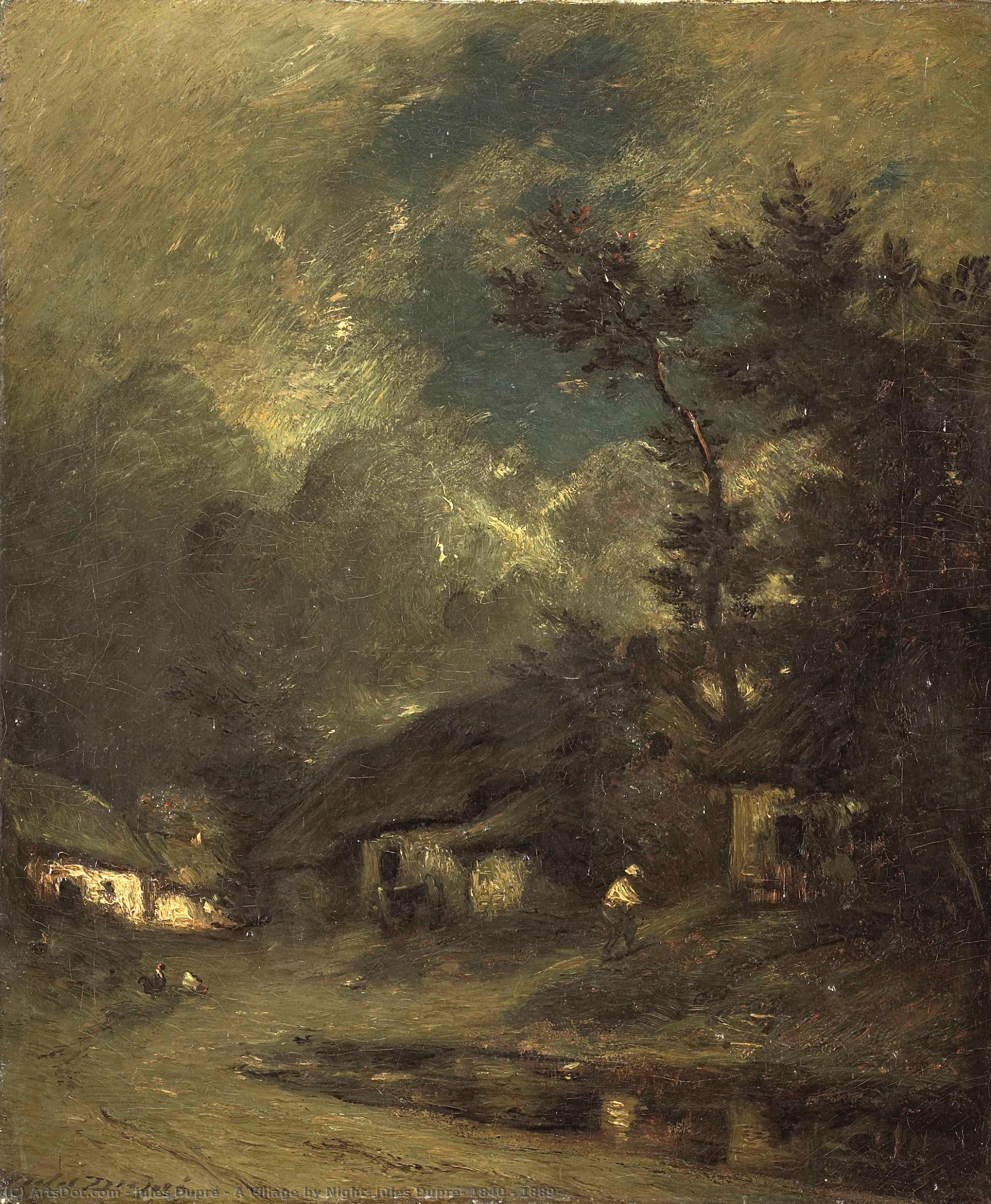 A Village By Night, Jules Dupré, 1840 - 1889 — Jules Dupré