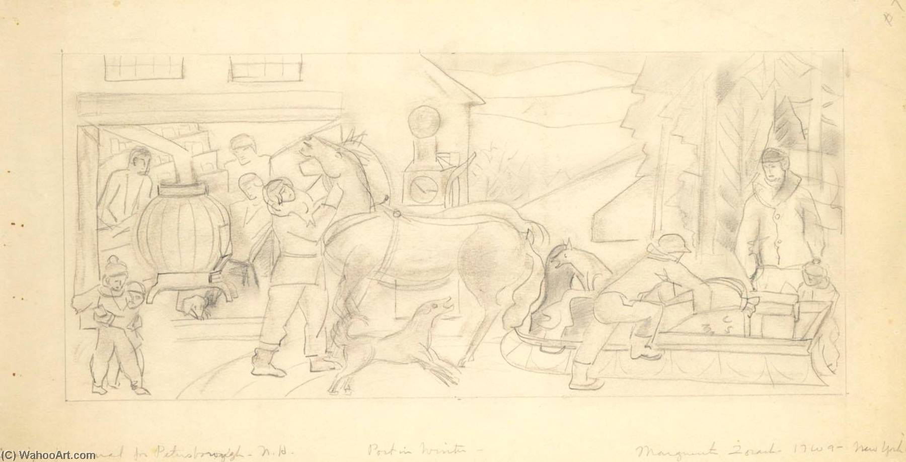 Post In Winter (mural Study, Peterborough, New Hampshire Post Office) — Marguerite Zorach