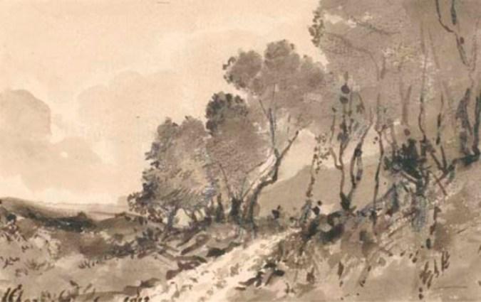 A Mountainous Landscape With A Path — Henri-joseph Harpignies
