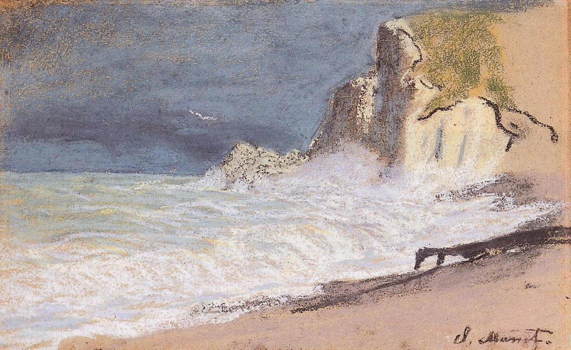 The Manneport, Etretat - Amont Cliff, Rough Weather — Claude Monet