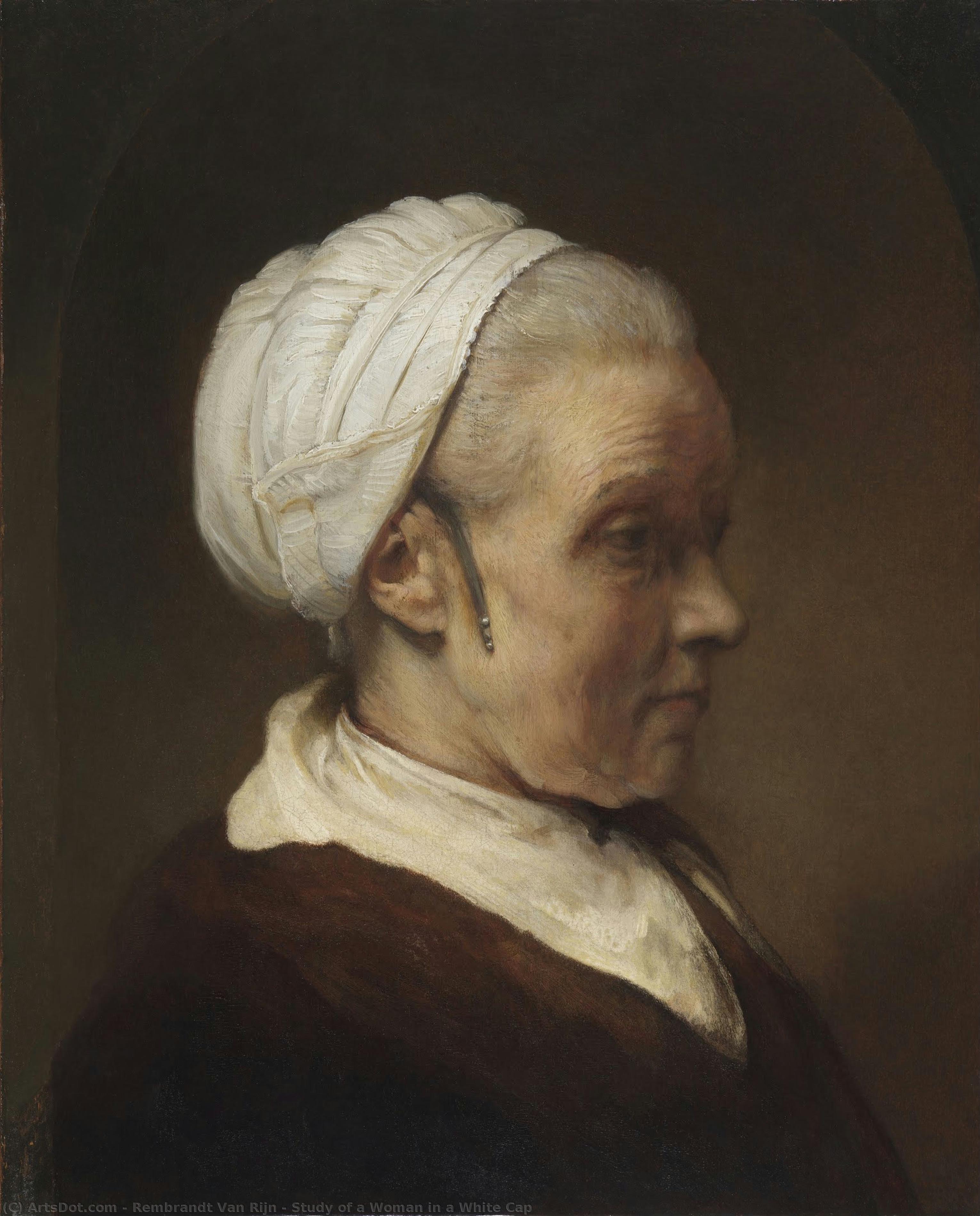 Study Of A Woman In A White Cap — Rembrandt Van Rijn