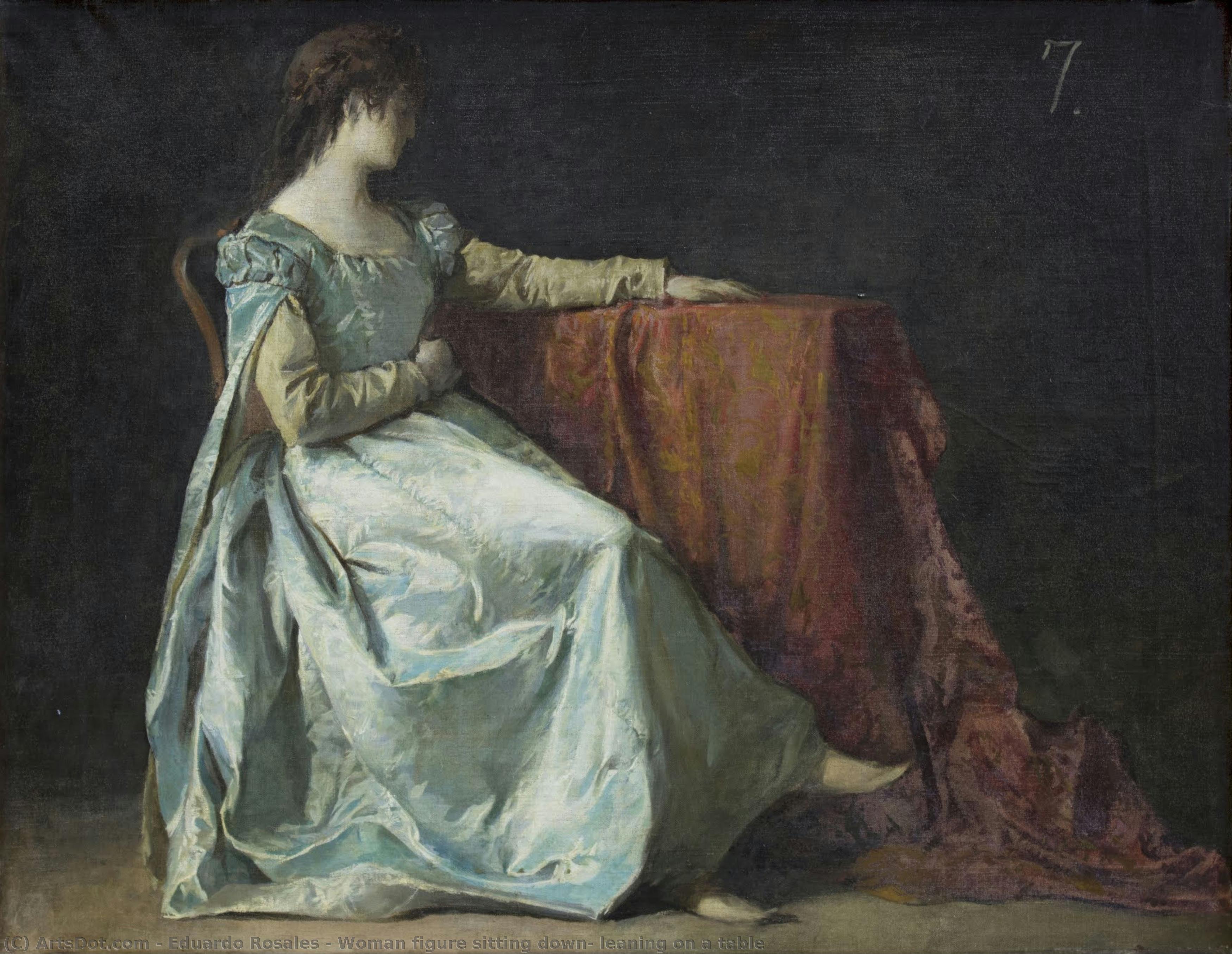 Woman Figure Sitting Down, Leaning On A Table — Eduardo Rosales