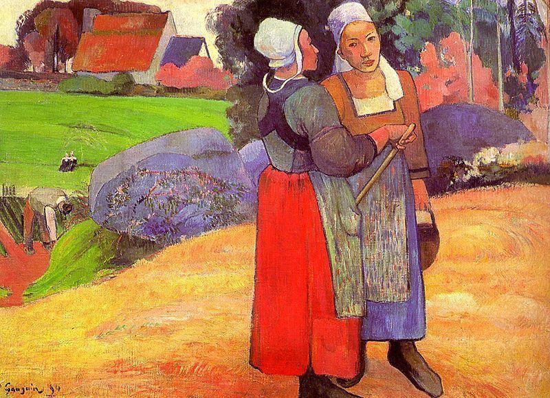 Two Breton Peasants On The Road — Eugène Henri Paul Gauguin