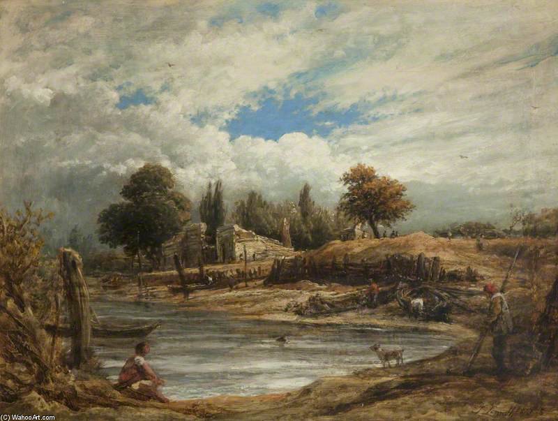 Scene On The Thames With Boats — John Linnell