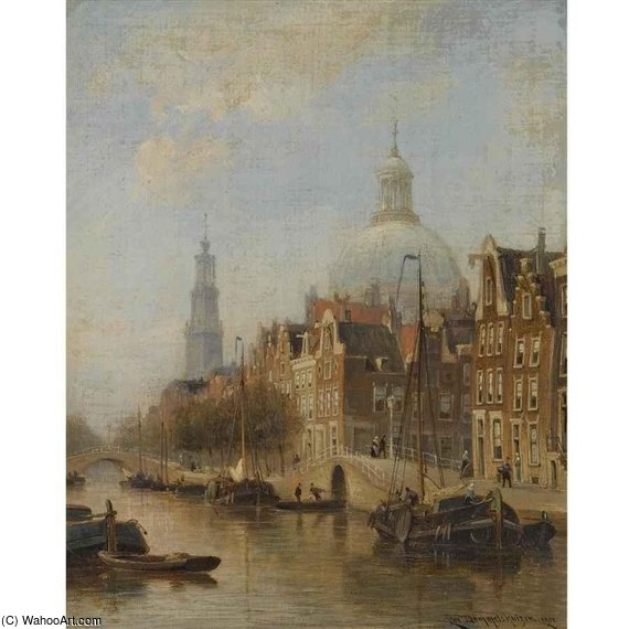 A View Of An Amsterdam Canal — Cornelis Christiaan Dommelshuizen