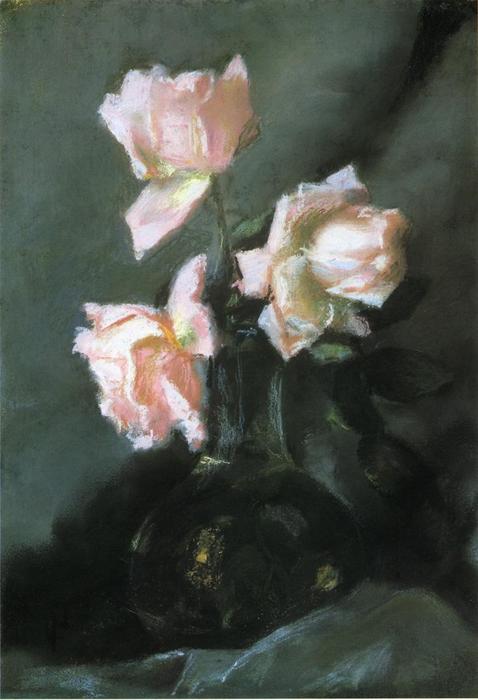 Roses In A Vase — John La Farge